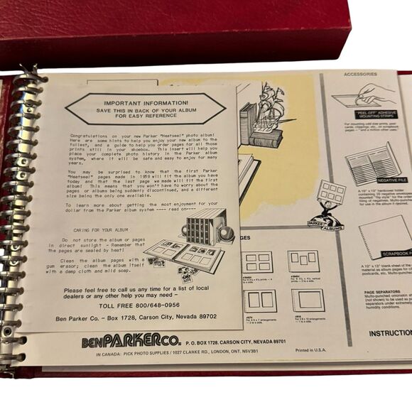 New Parker Photo Album Heat Seal Pages Unused Great Shape And Box Red - Picture 4 of 12